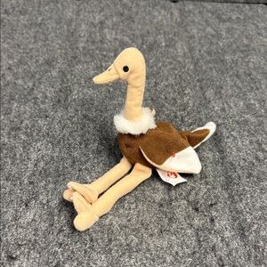 Ty Plush Ostrich Bird Toy - Tan and Brown